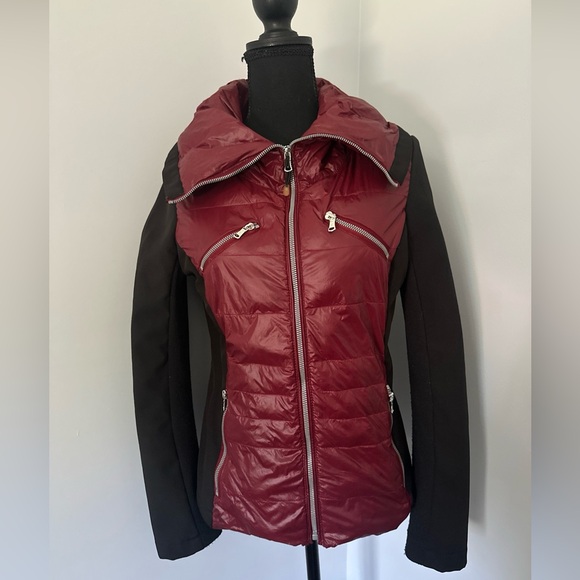 Pre Owned Halifax Traders Women Red Puff Down Quilted Coat Soft Shell Jacket Sm - Picture 1 of 11